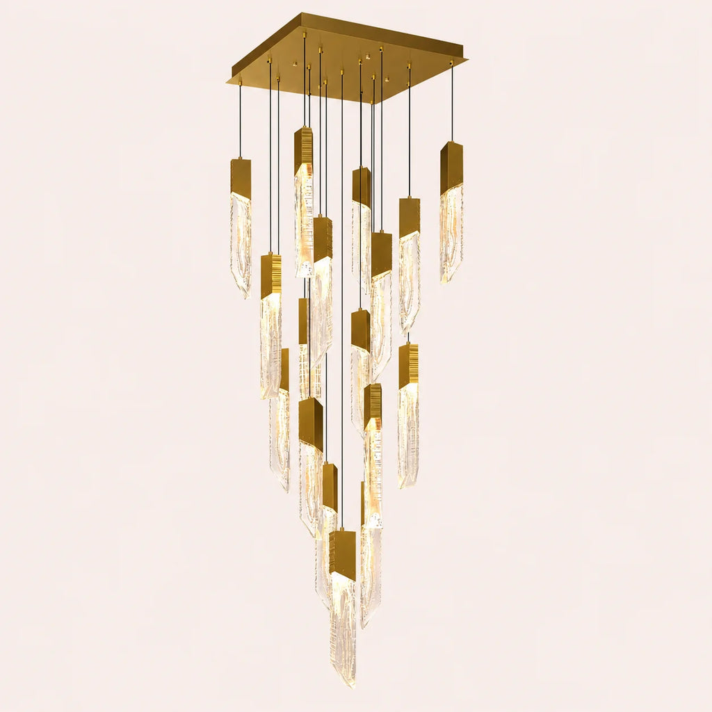 Petra Integrated LED 24in Brass Chandelier with Handcrafted Glass