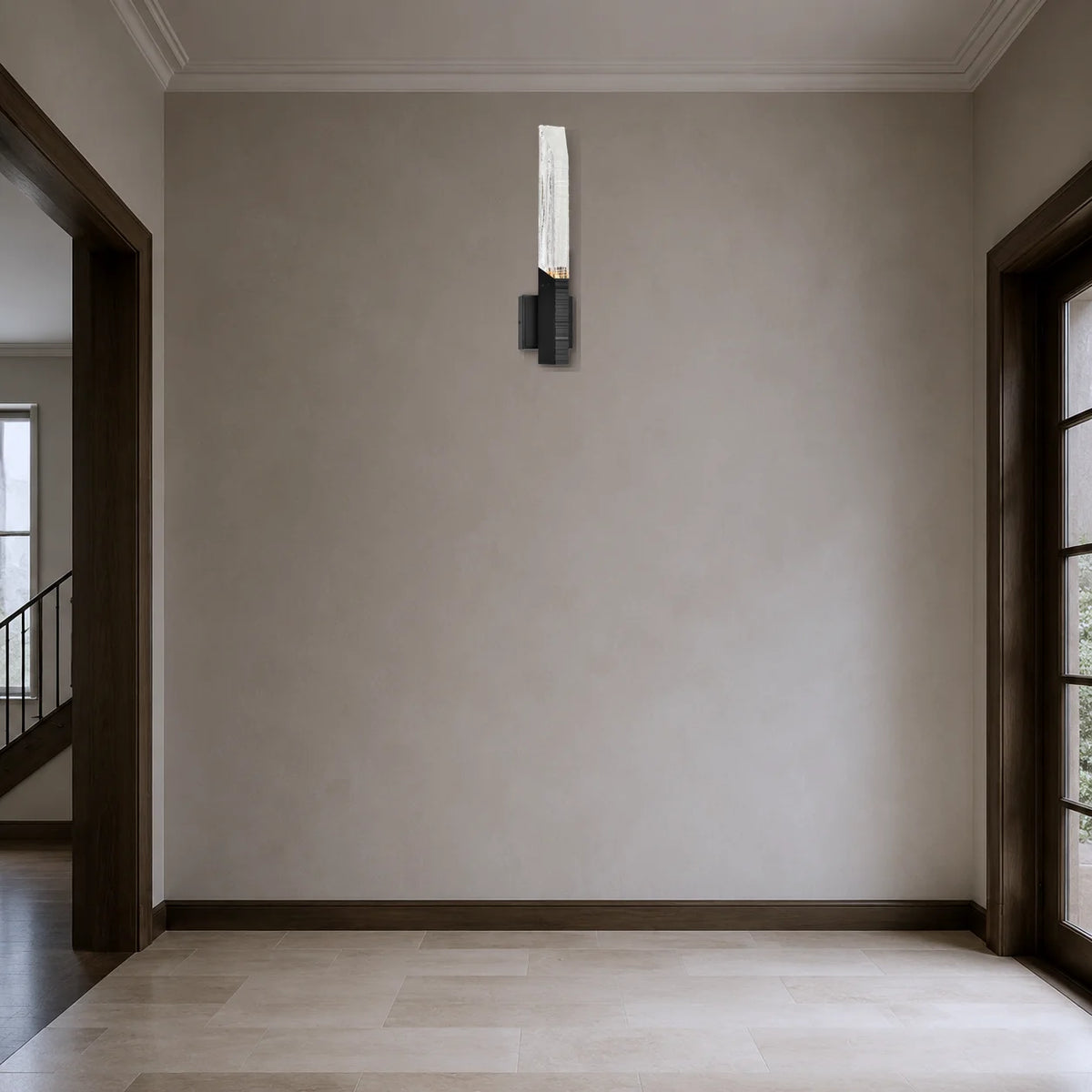 Petra Integrated LED 22in Sand Black Indoor-Outdoor Wall Light with Handcrafted Glass