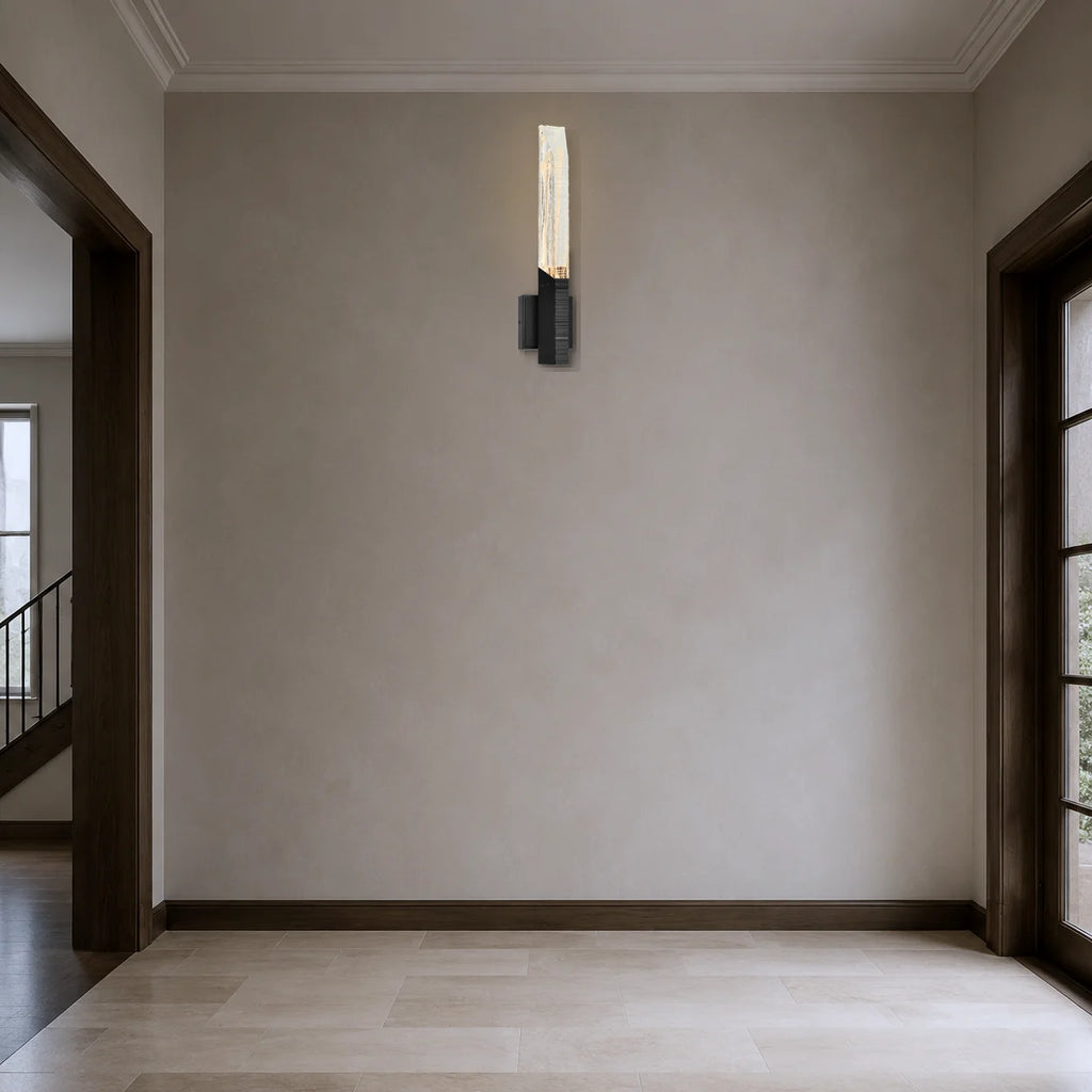 Petra Integrated LED 22in Sand Black Indoor-Outdoor Wall Light with Handcrafted Glass
