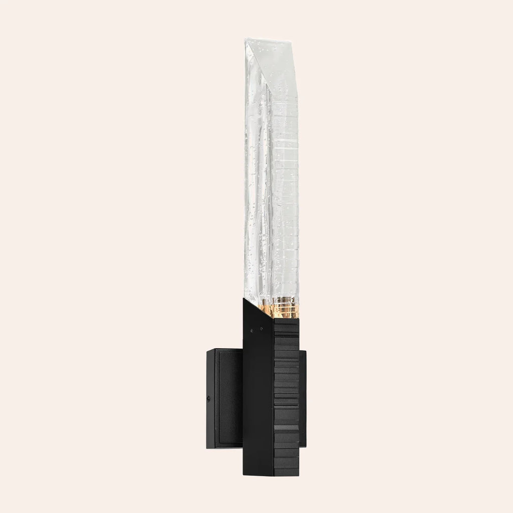 Petra Integrated LED 22in Sand Black Indoor-Outdoor Wall Light with Handcrafted Glass