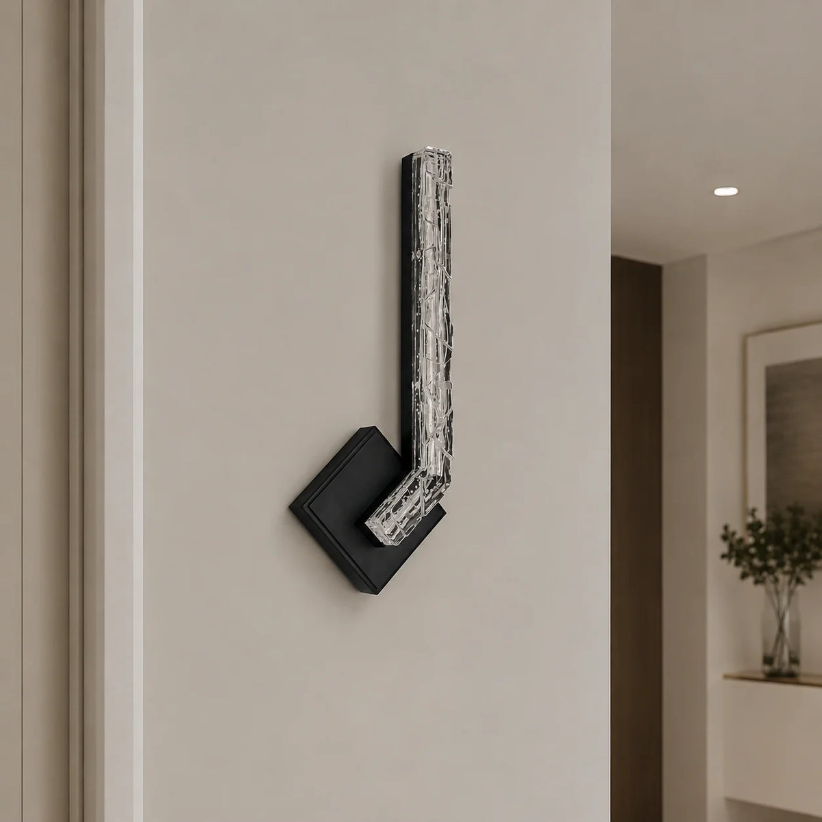 Contour Integrated LED 19in Sand Black Indoor-Outdoor Wall Light with Handcrafted Glass