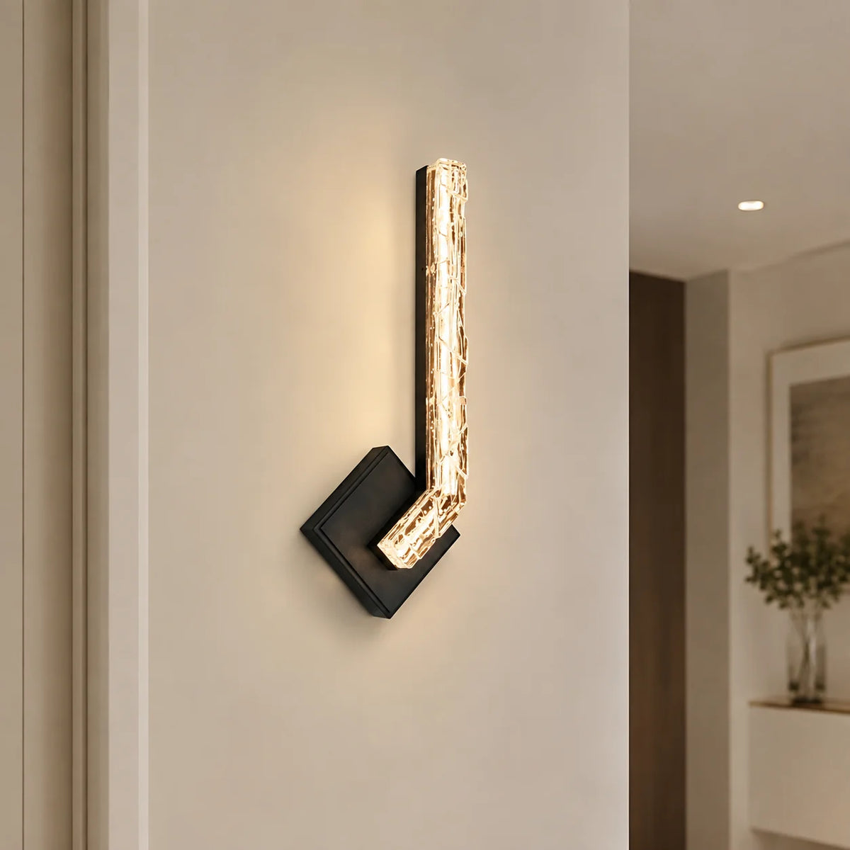 Contour Integrated LED 19in Sand Black Indoor-Outdoor Wall Light with Handcrafted Glass
