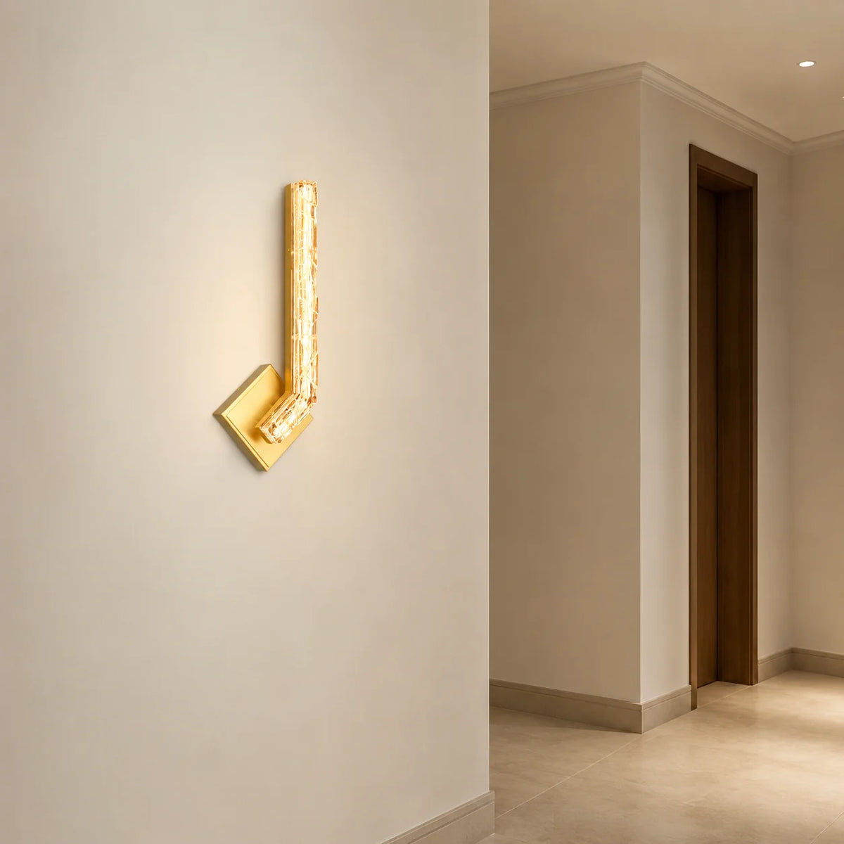 Contour Integrated LED 19in Brass Wall Light with Handcrafted Glass