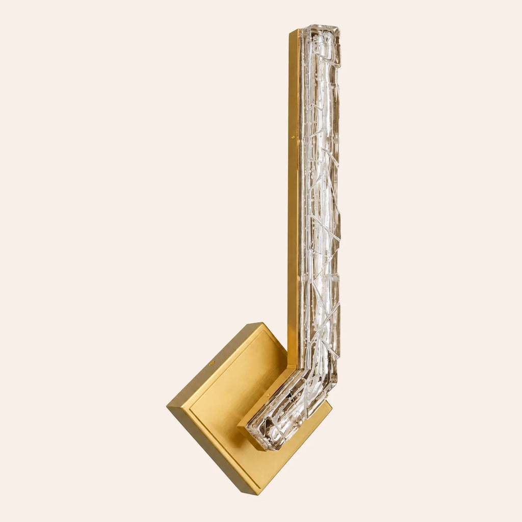 Contour Integrated LED 19in Brass Wall Light with Handcrafted Glass
