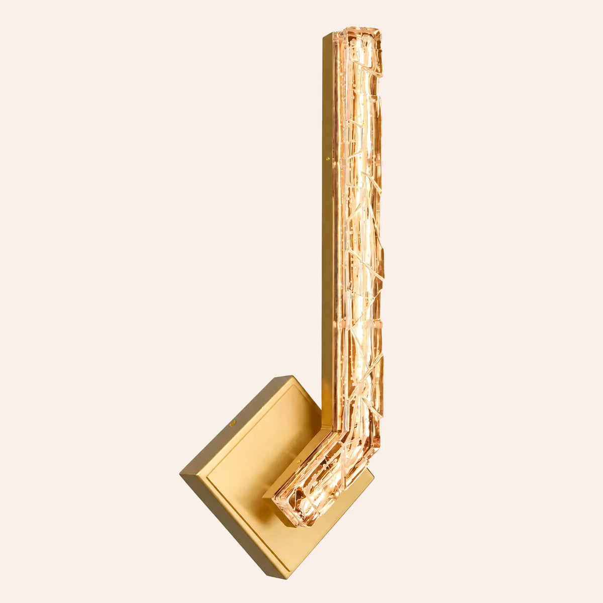 Contour Integrated LED 19in Brass Wall Light with Handcrafted Glass