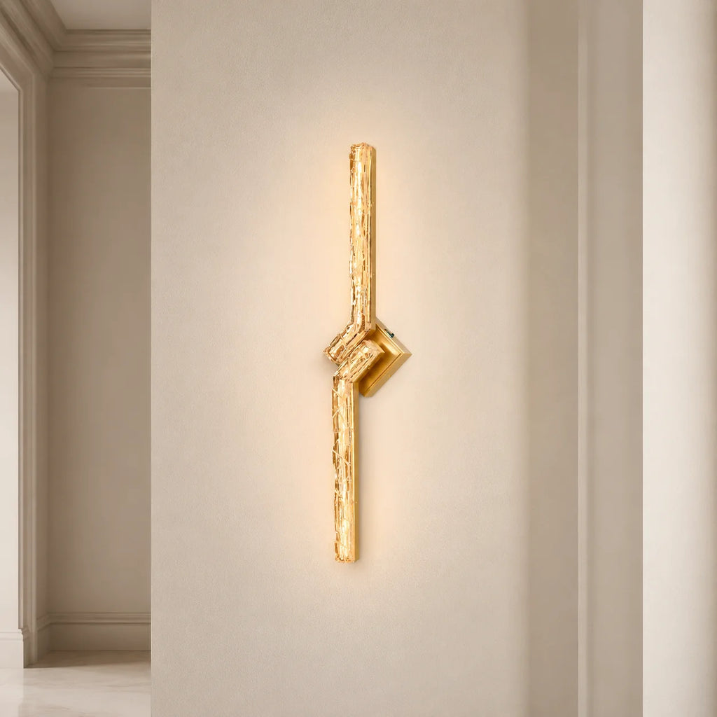 Contour Integrated LED 33in Brass Vanity Light with Handcrafted Glass