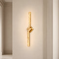 Contour Integrated LED 33in Brass Vanity Light with Handcrafted Glass