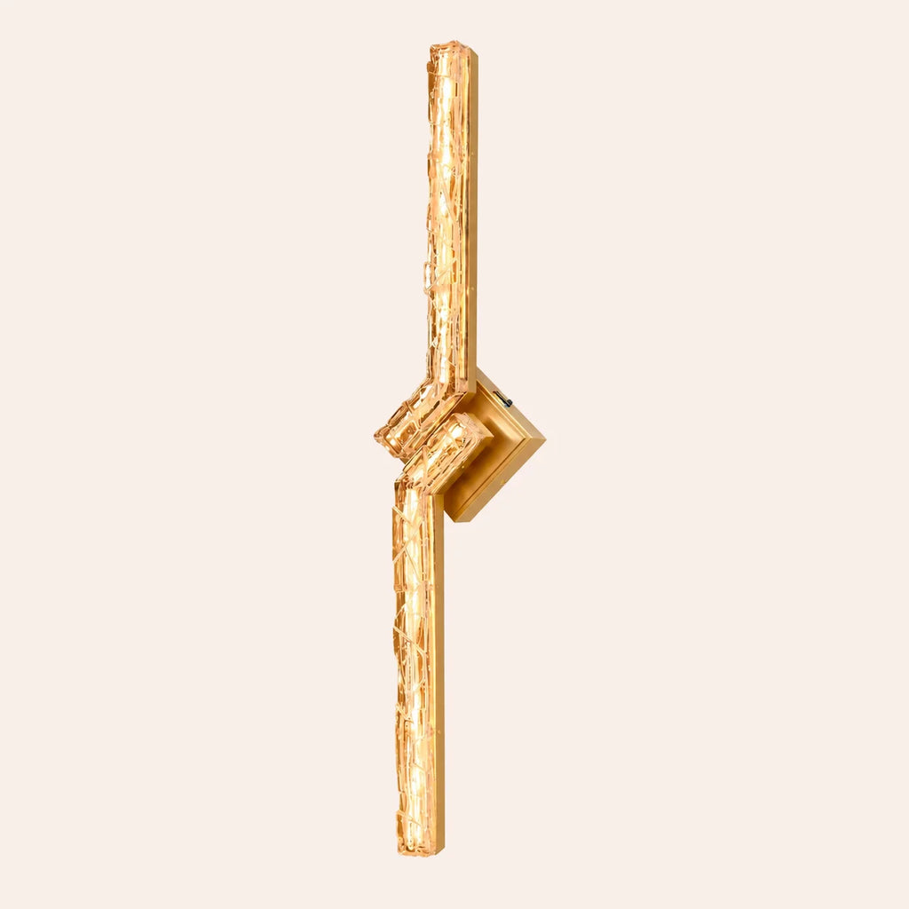 Contour Integrated LED 33in Brass Vanity Light with Handcrafted Glass