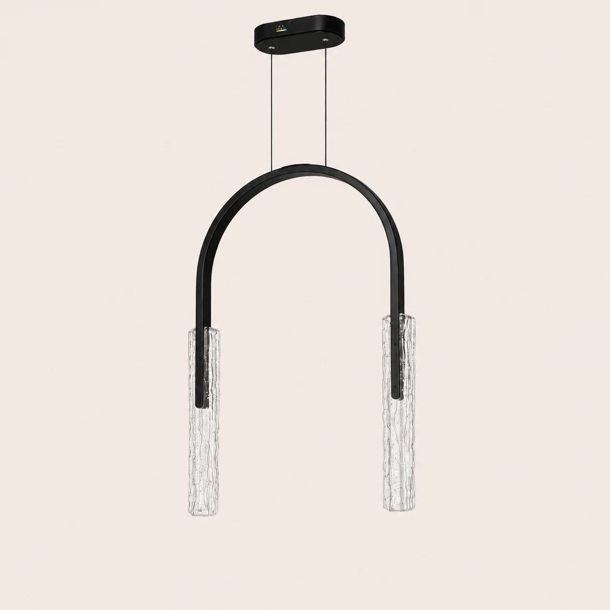 Curva Integrated LED 22in Black Chandelier with Handcrafted Glass