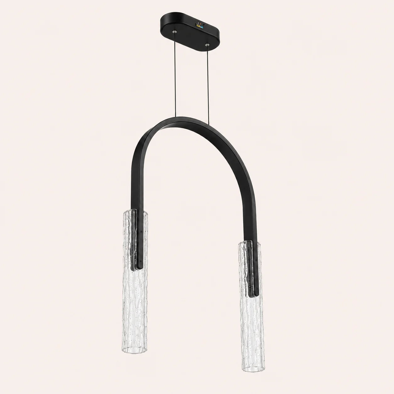 Curva Integrated LED 22in Black Chandelier with Handcrafted Glass