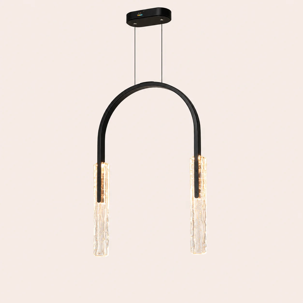 Curva Integrated LED 22in Black Chandelier with Handcrafted Glass