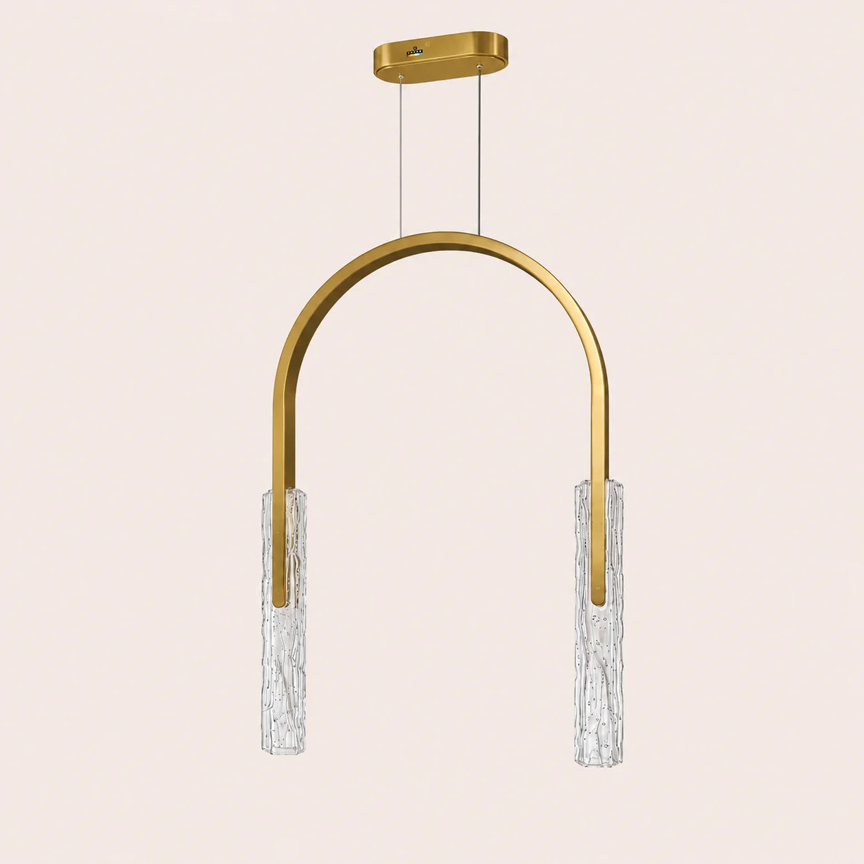Curva Integrated LED 22in Brass Chandelier with Handcrafted Glass