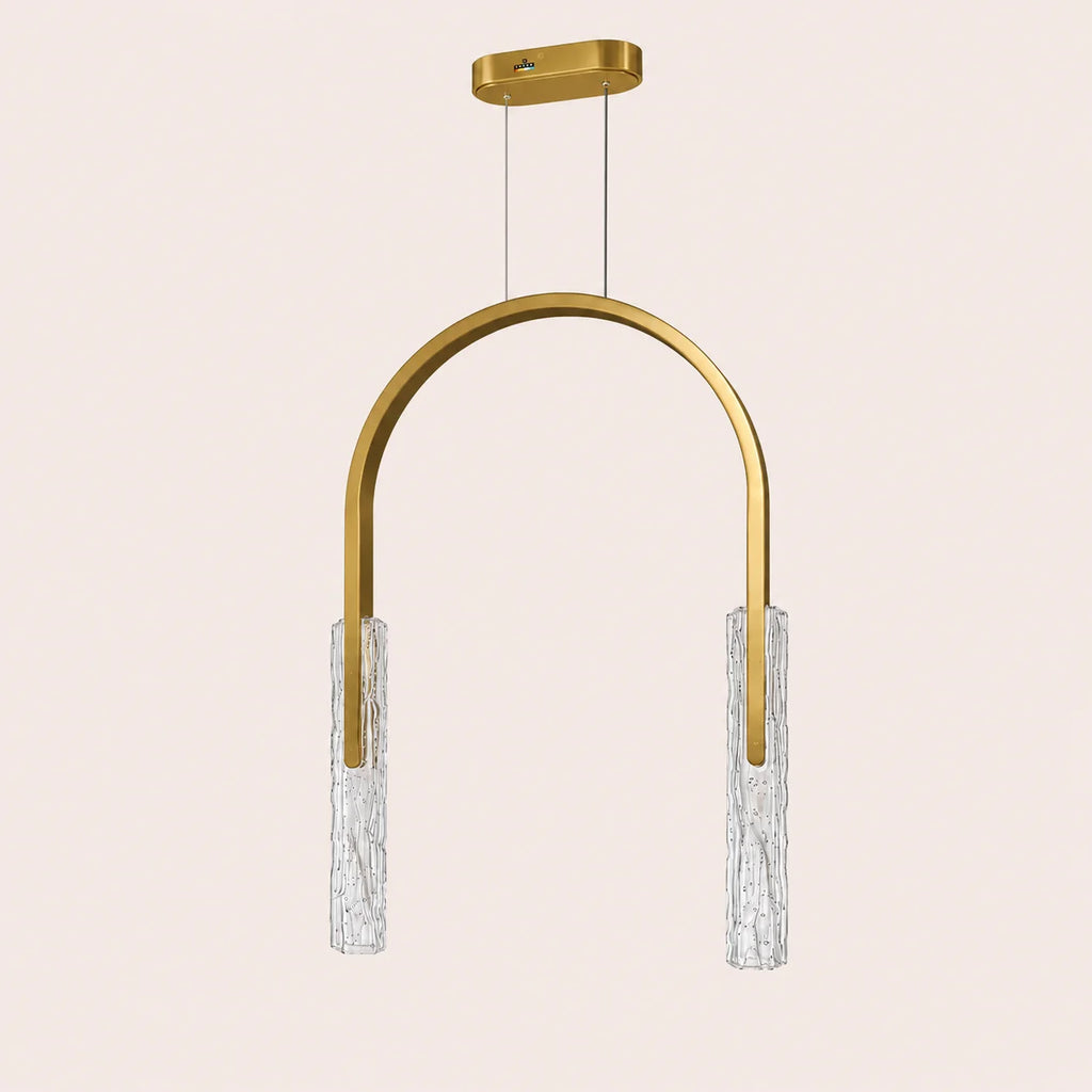 Curva Integrated LED 22in Brass Chandelier with Handcrafted Glass