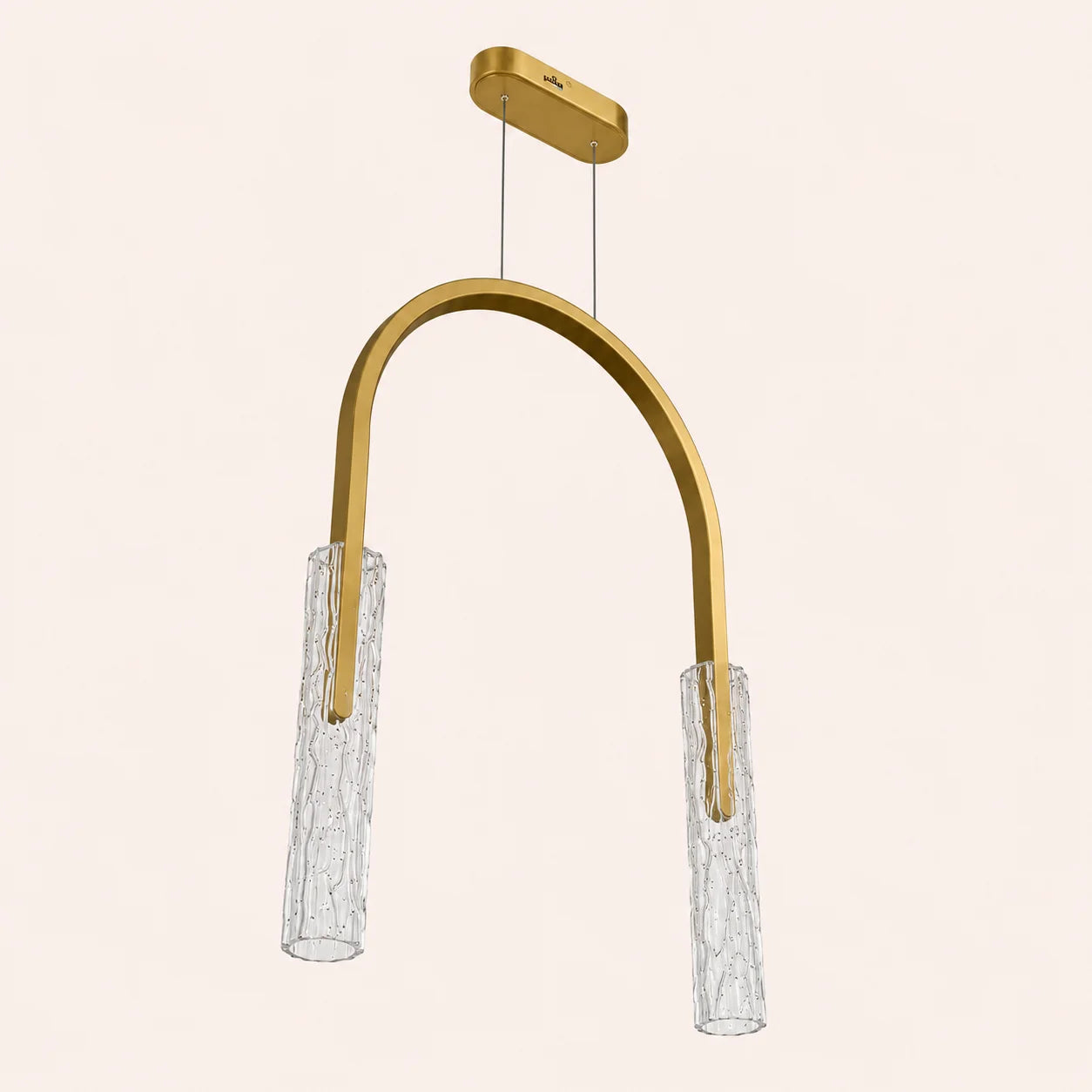 Curva Integrated LED 22in Brass Chandelier with Handcrafted Glass
