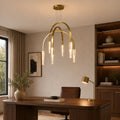 Curva Integrated LED 38in Brass Chandelier with Handcrafted Glass