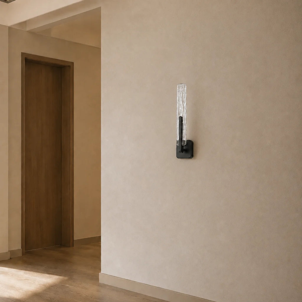Curva Integrated LED 19in Sand Black Indoor-Outdoor Wall Light with Handcrafted Glass