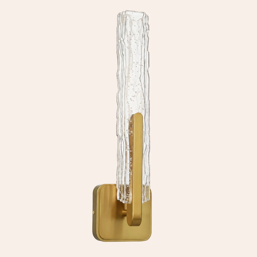Curva Integrated LED 19in Brass Wall Light with Handcrafted Glass