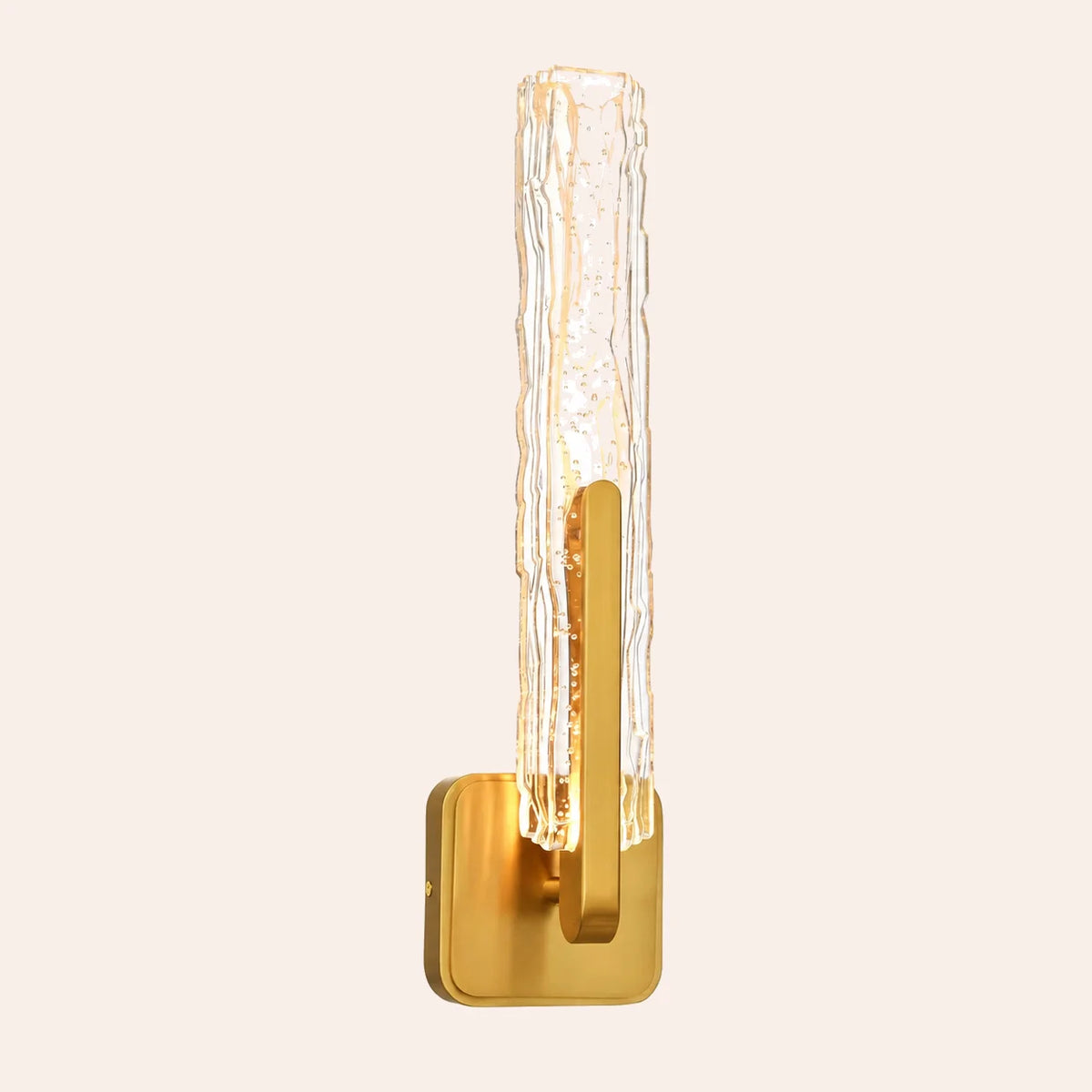 Curva Integrated LED 19in Brass Wall Light with Handcrafted Glass