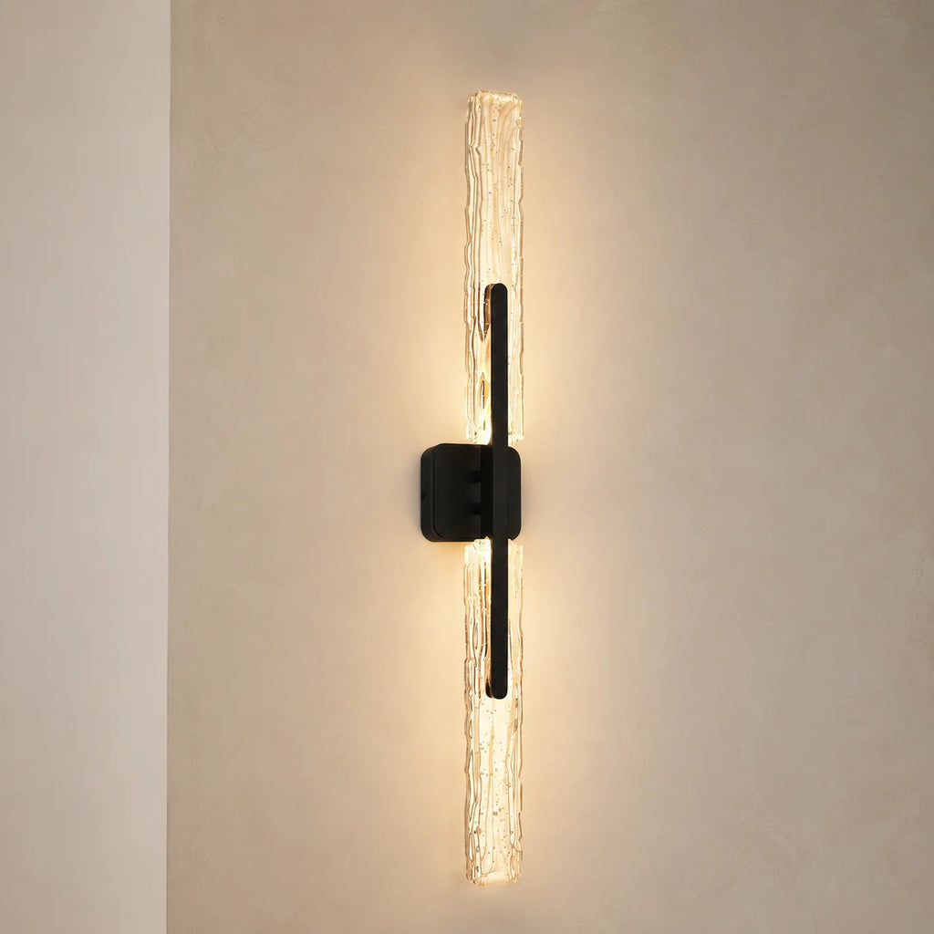 Curva Integrated LED 36in Sand Black Indoor-Outdoor Wall Light with Handcrafted Glass