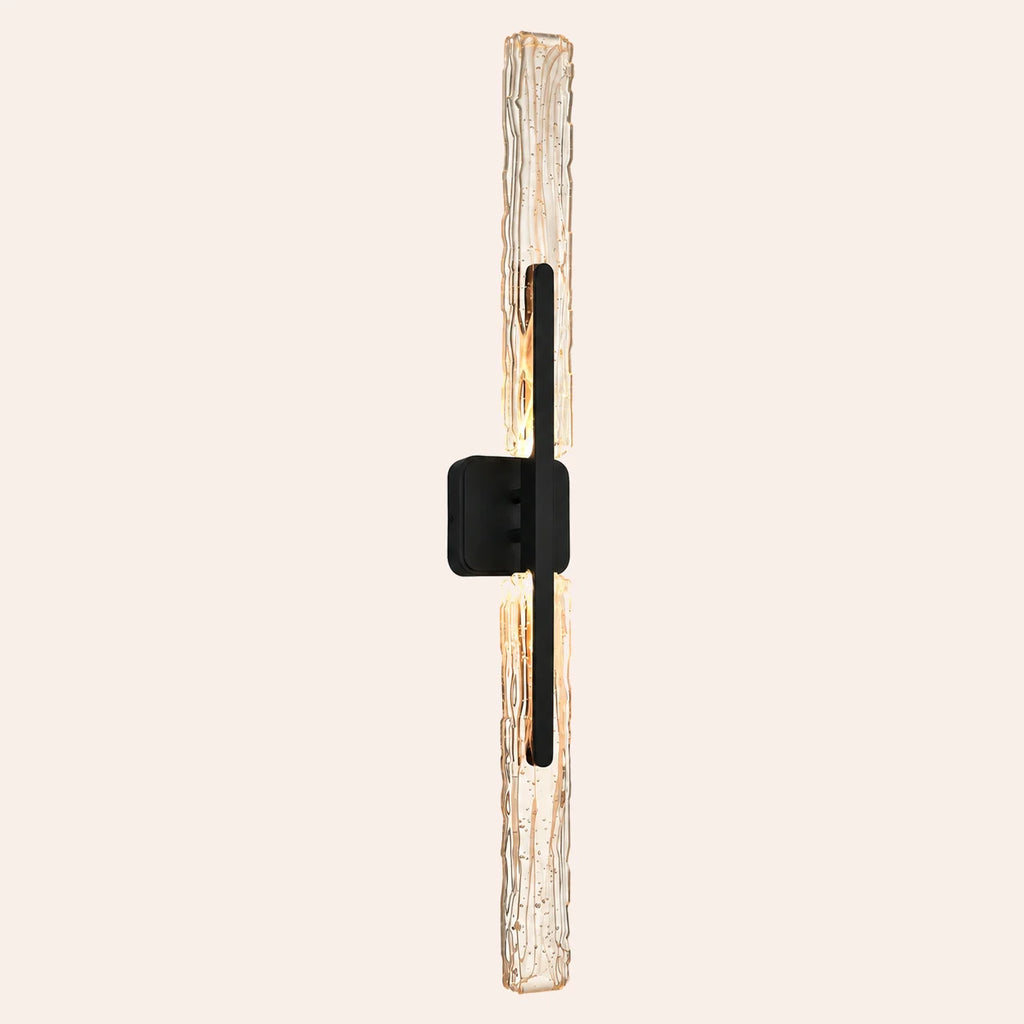 Curva Integrated LED 36in Sand Black Indoor-Outdoor Wall Light with Handcrafted Glass