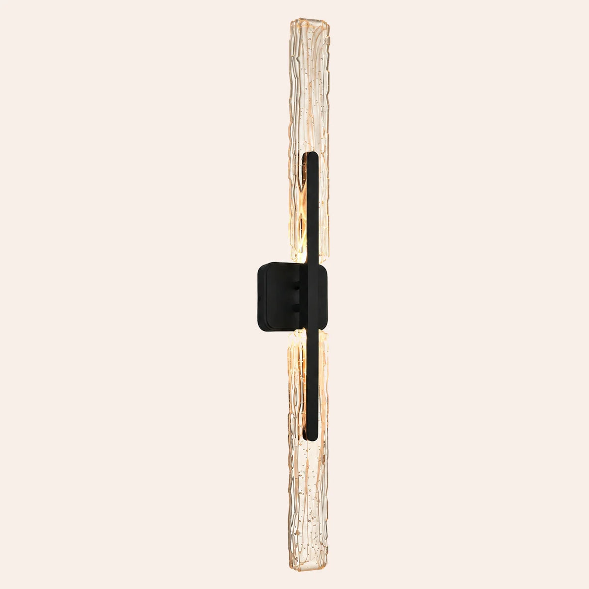 Curva Integrated LED 36in Sand Black Indoor-Outdoor Wall Light with Handcrafted Glass