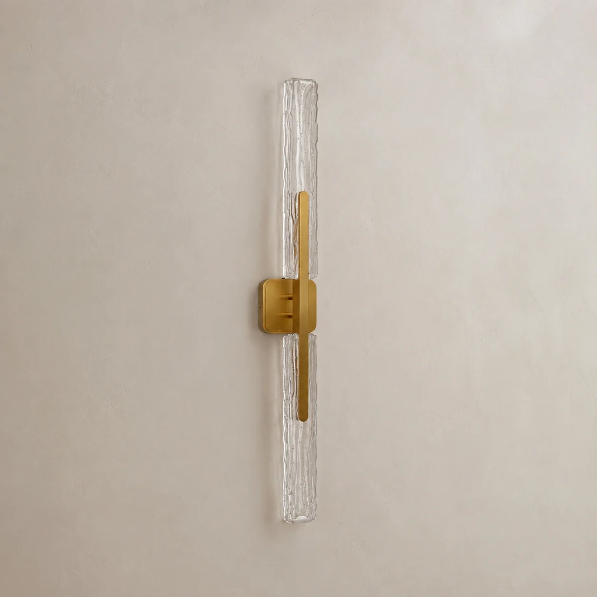 Curva Integrated LED 36in Brass Vanity Light with Handcrafted Glass
