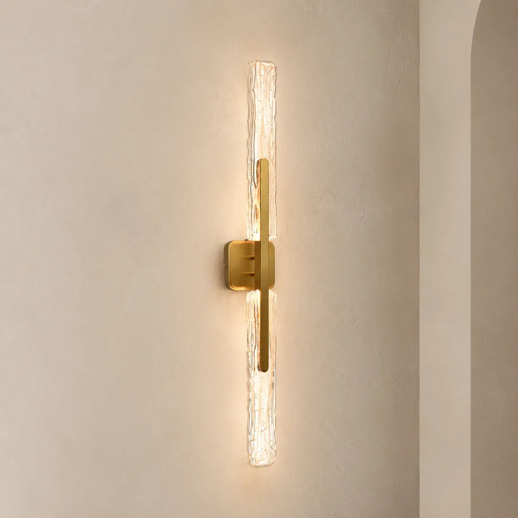 Curva Integrated LED 36in Brass Vanity Light with Handcrafted Glass