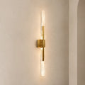 Curva Integrated LED 36in Brass Vanity Light with Handcrafted Glass