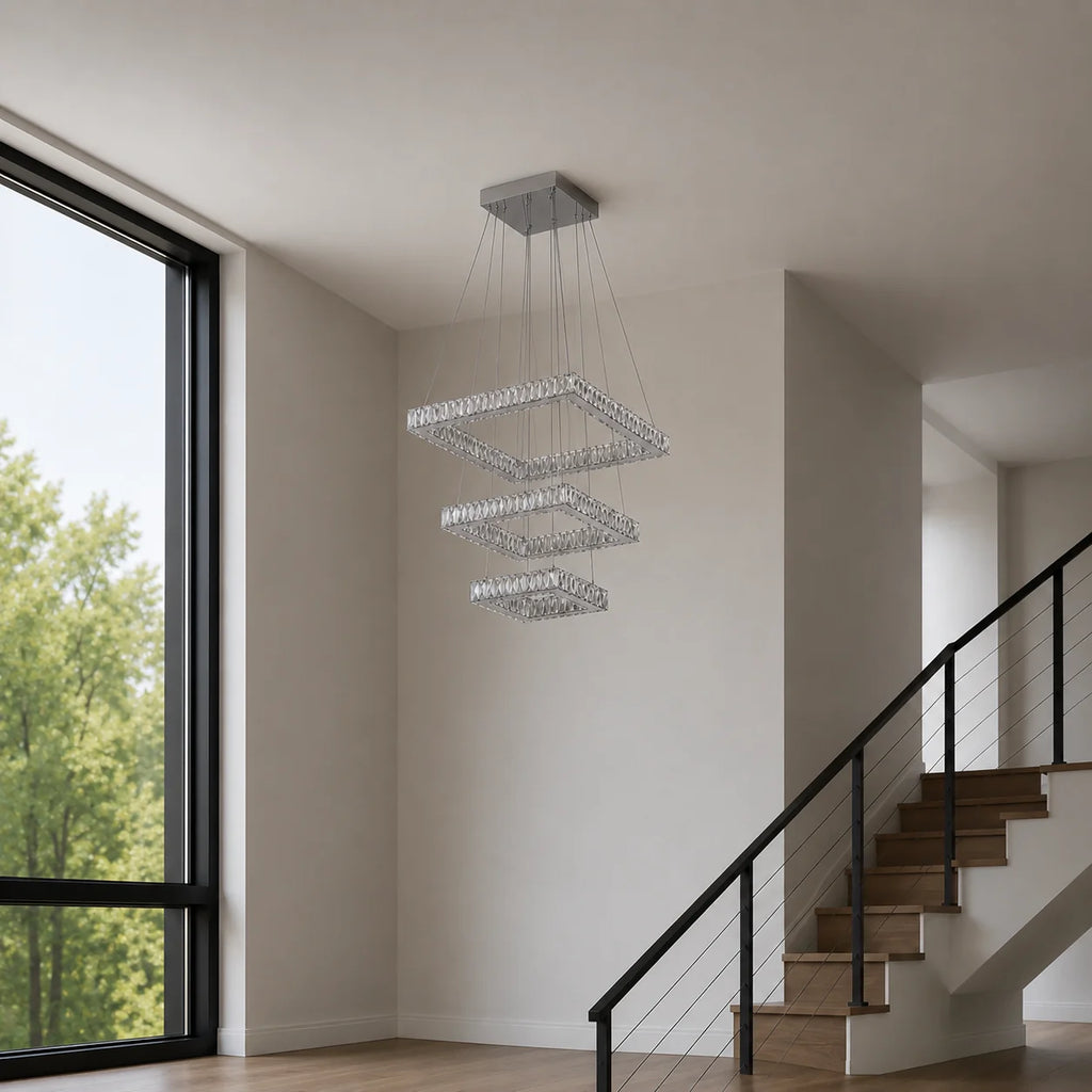 Florence Integrated LED 3-Tier Chrome Chandelier