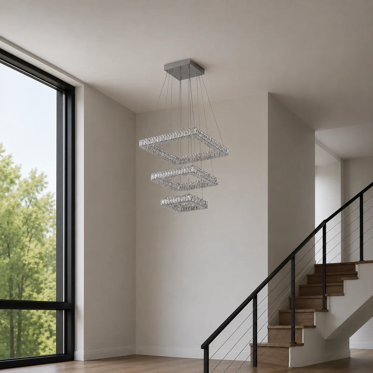 Florence Integrated LED 3-Tier Chrome Chandelier