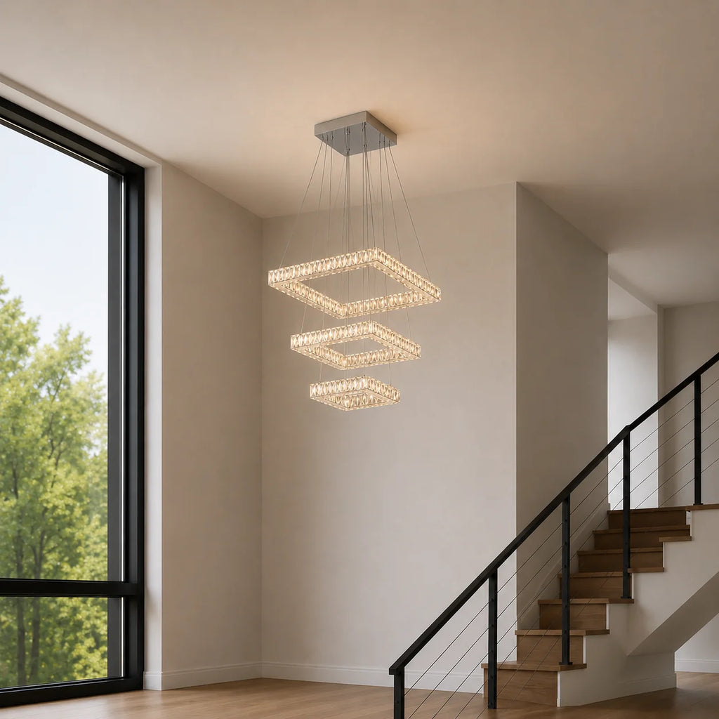Florence Integrated LED 3-Tier Chrome Chandelier