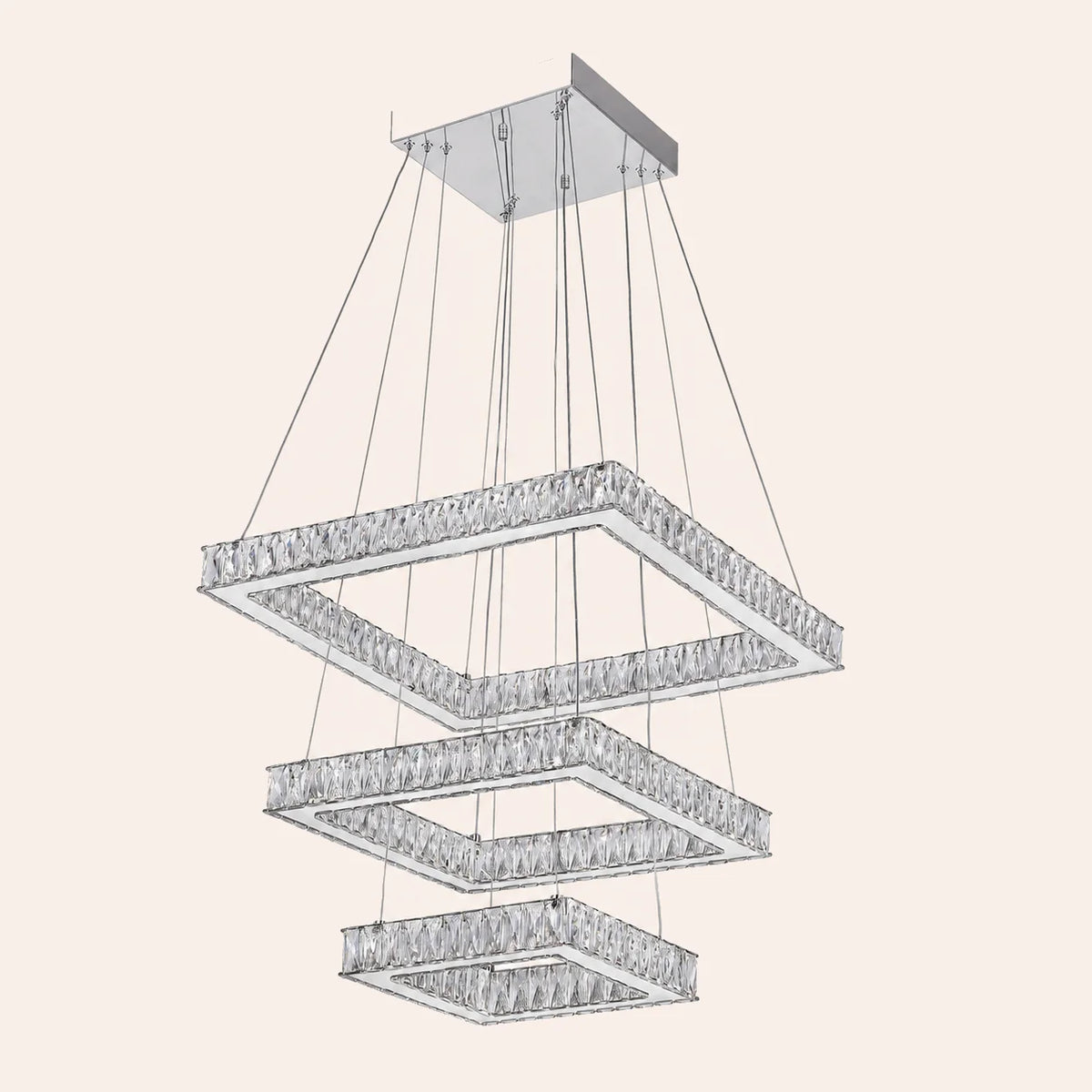 Florence Integrated LED 3-Tier Chrome Chandelier