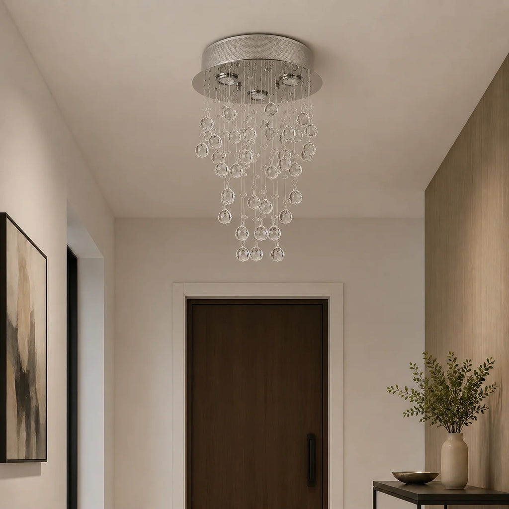 Rain Drop 3 Light 12in Chrome Chandelier