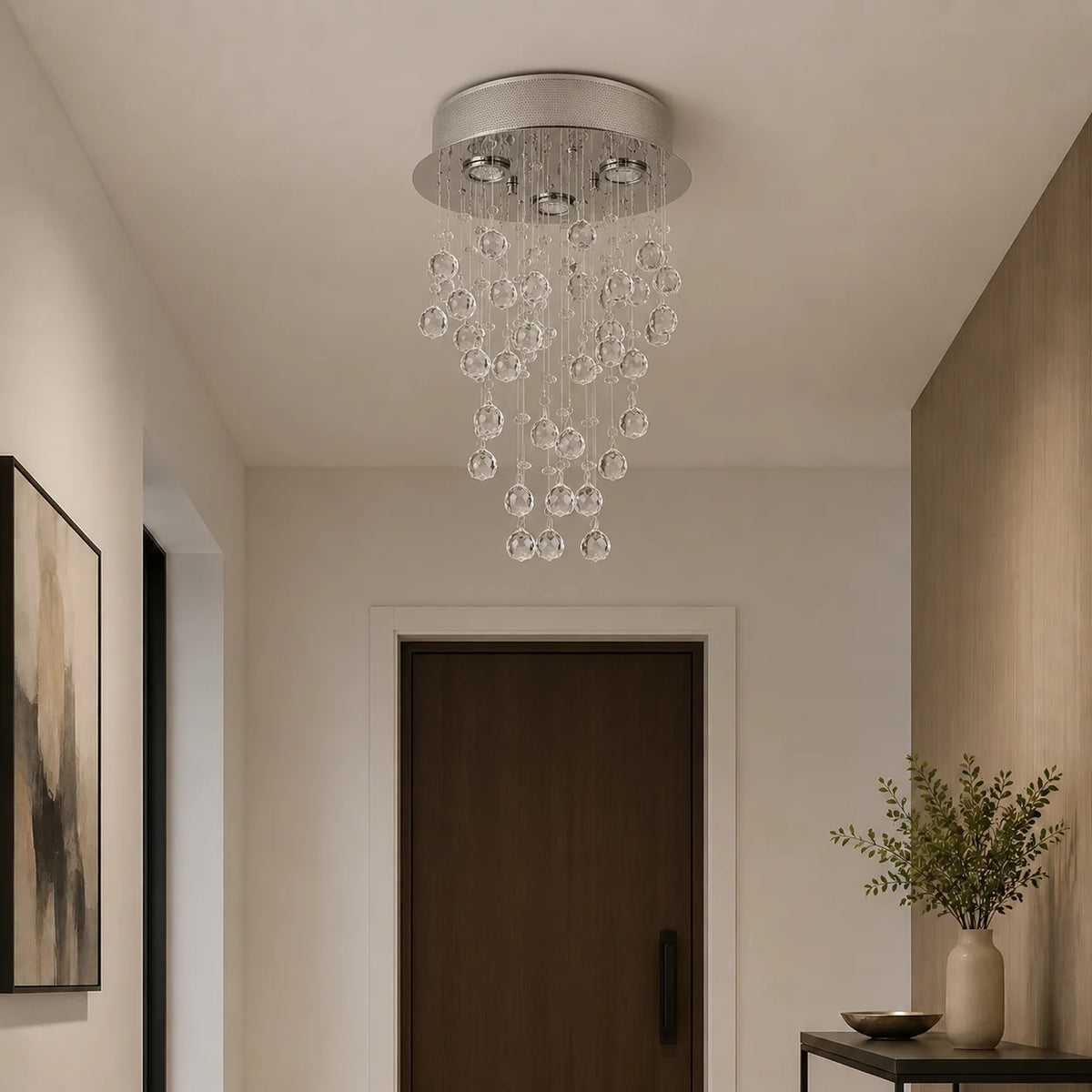 Rain Drop 3 Light 12in Chrome Chandelier