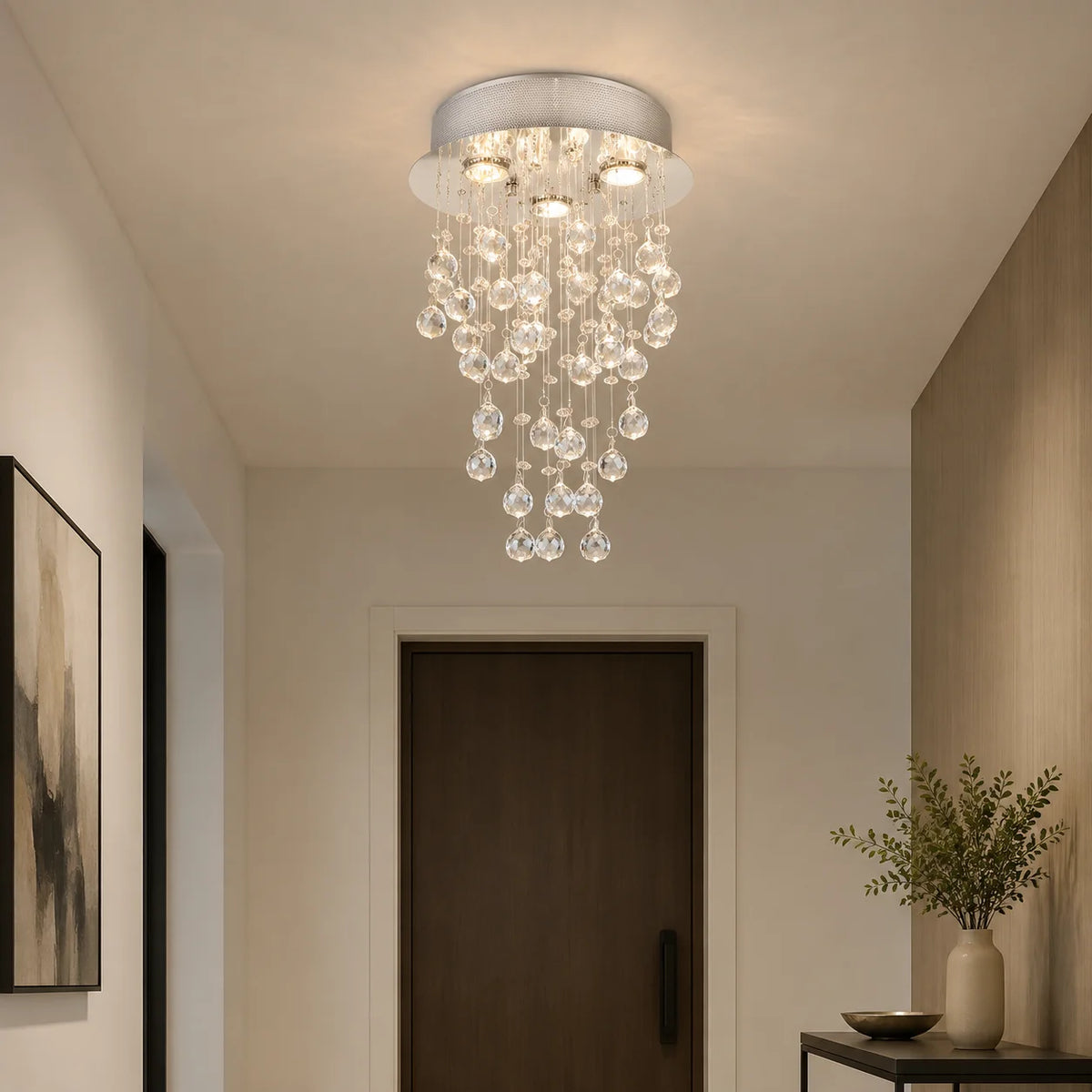 Rain Drop 3 Light 12in Chrome Chandelier