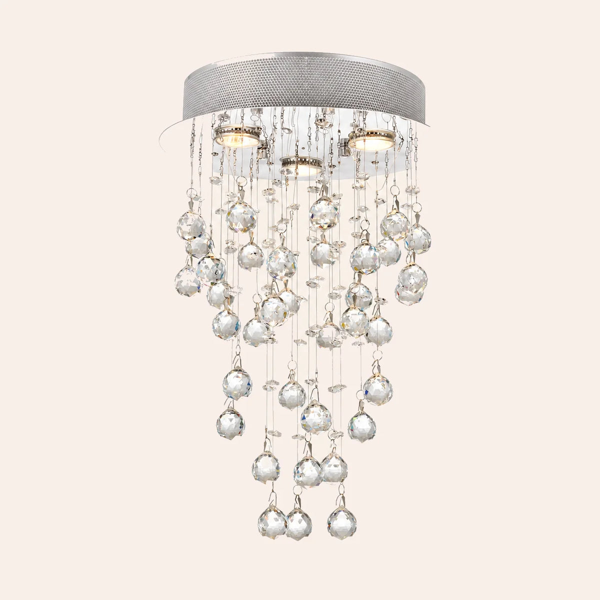 Rain Drop 3 Light 12in Chrome Chandelier