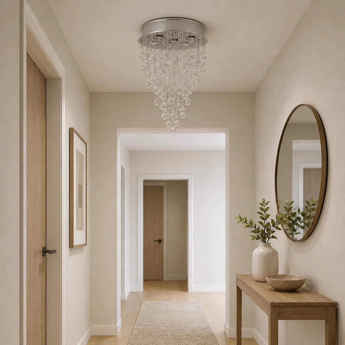 Rain Drop 5 Light 16in Chrome Chandelier