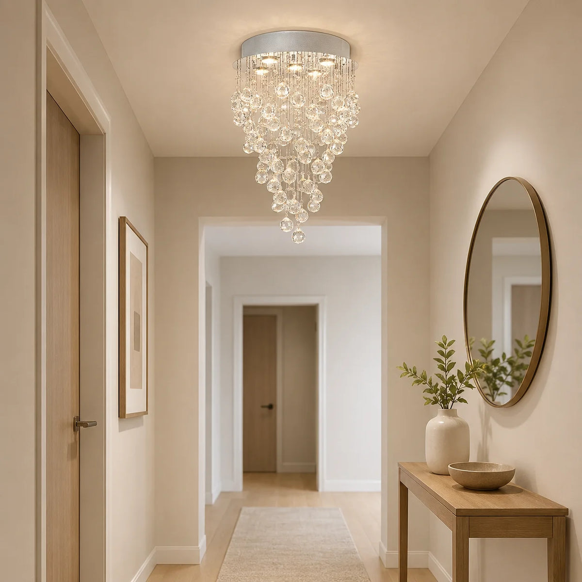 Rain Drop 5 Light 16in Chrome Chandelier