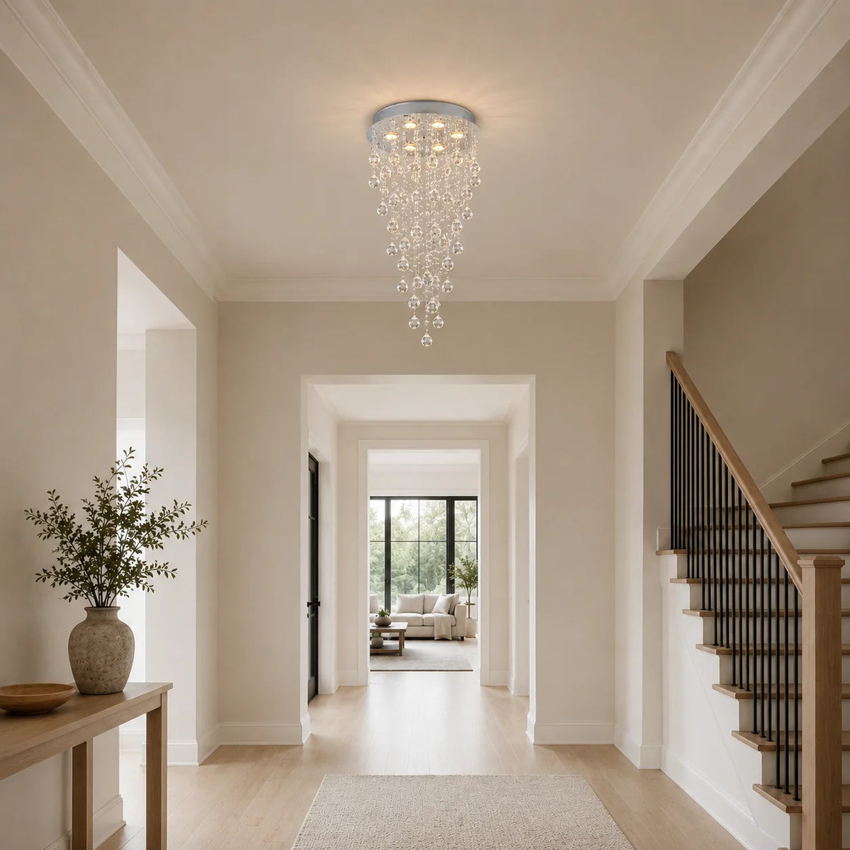 Rain Drop 9 Light 24in Chrome Chandelier