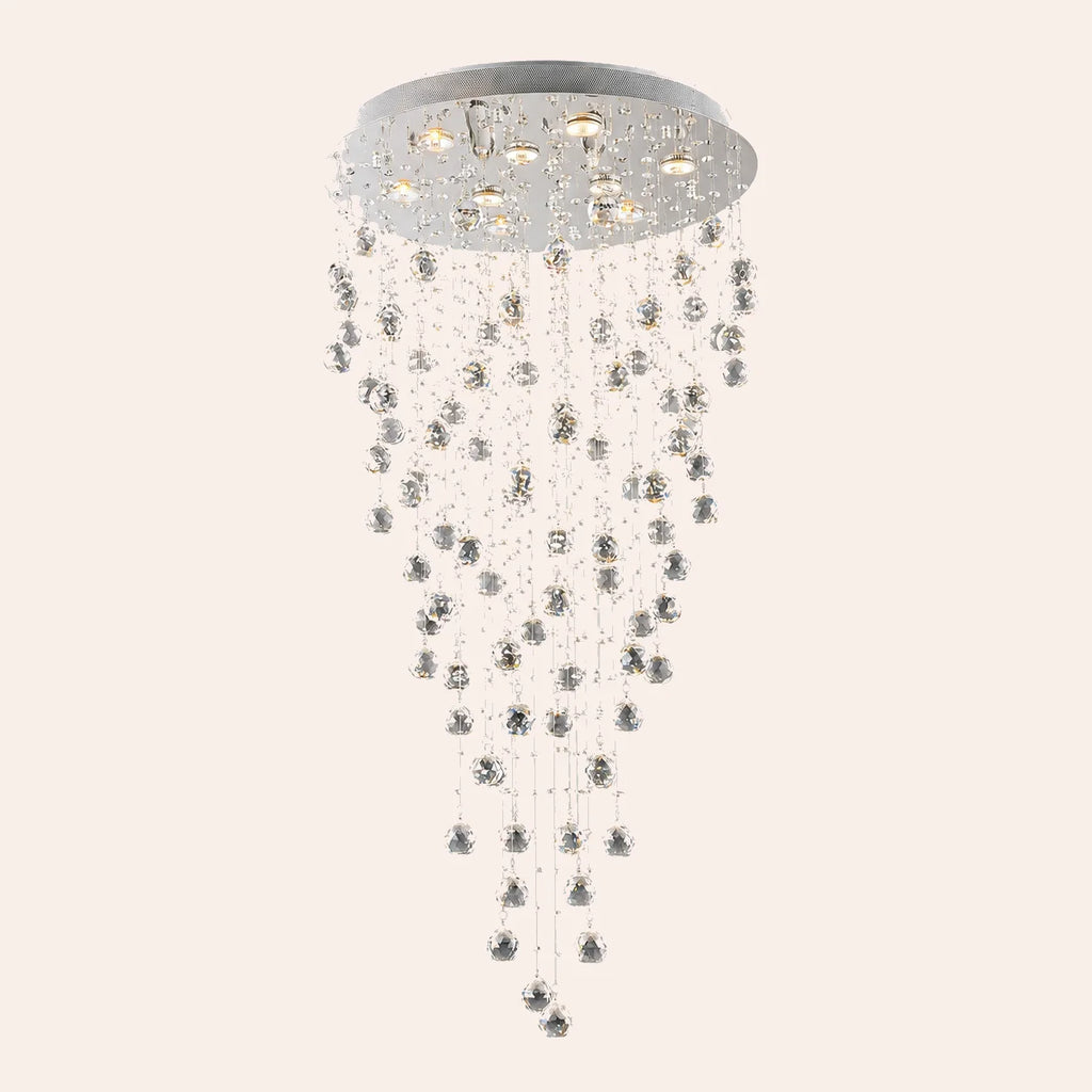 Rain Drop 9 Light 24in Chrome Chandelier