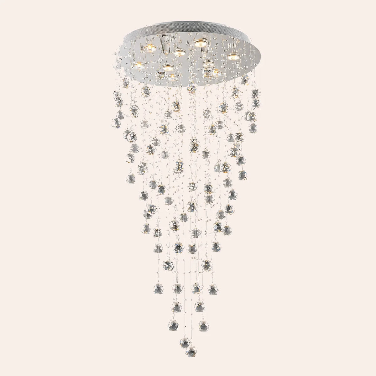 Rain Drop 9 Light 24in Chrome Chandelier