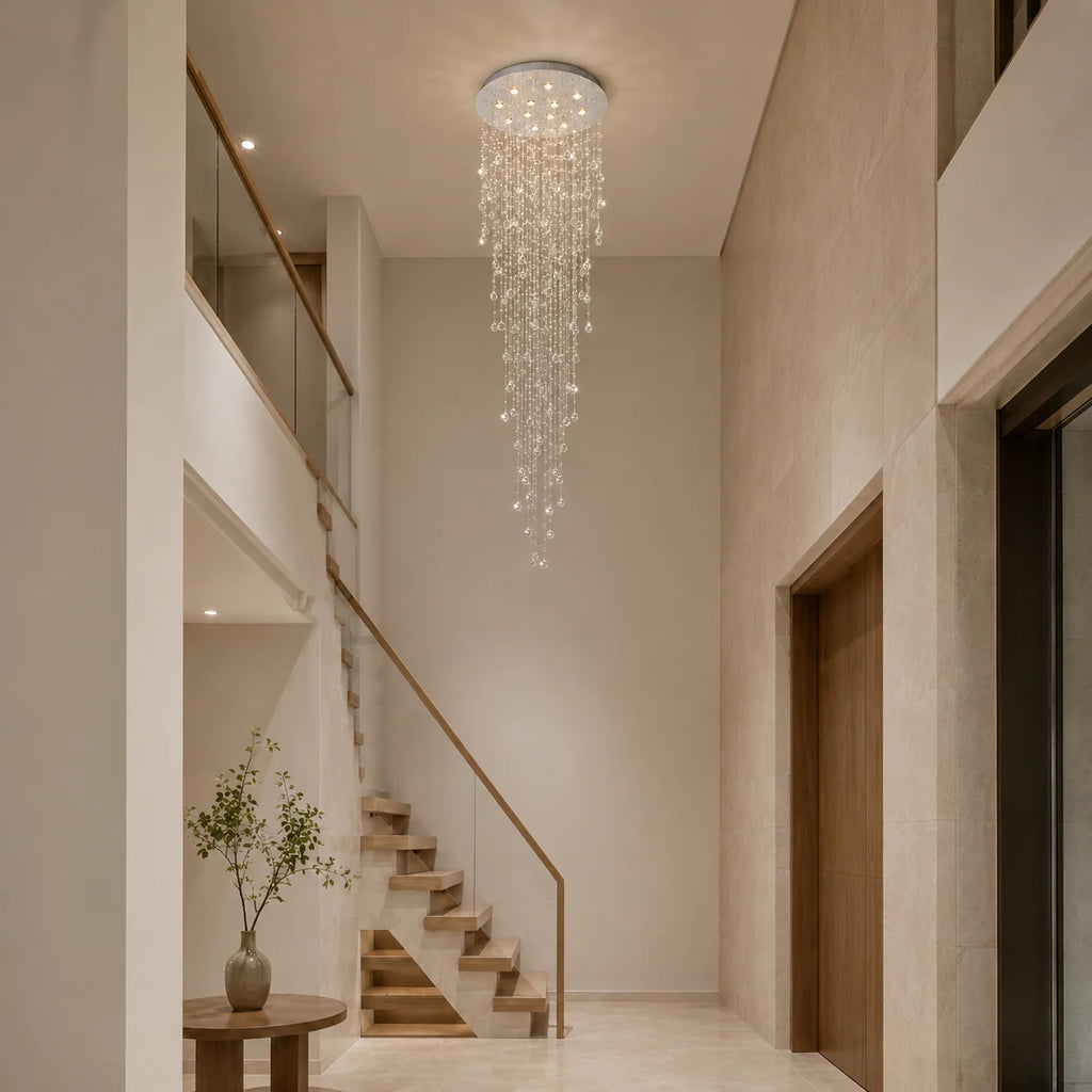 Rain Drop 12 Light 32in Chrome Chandelier