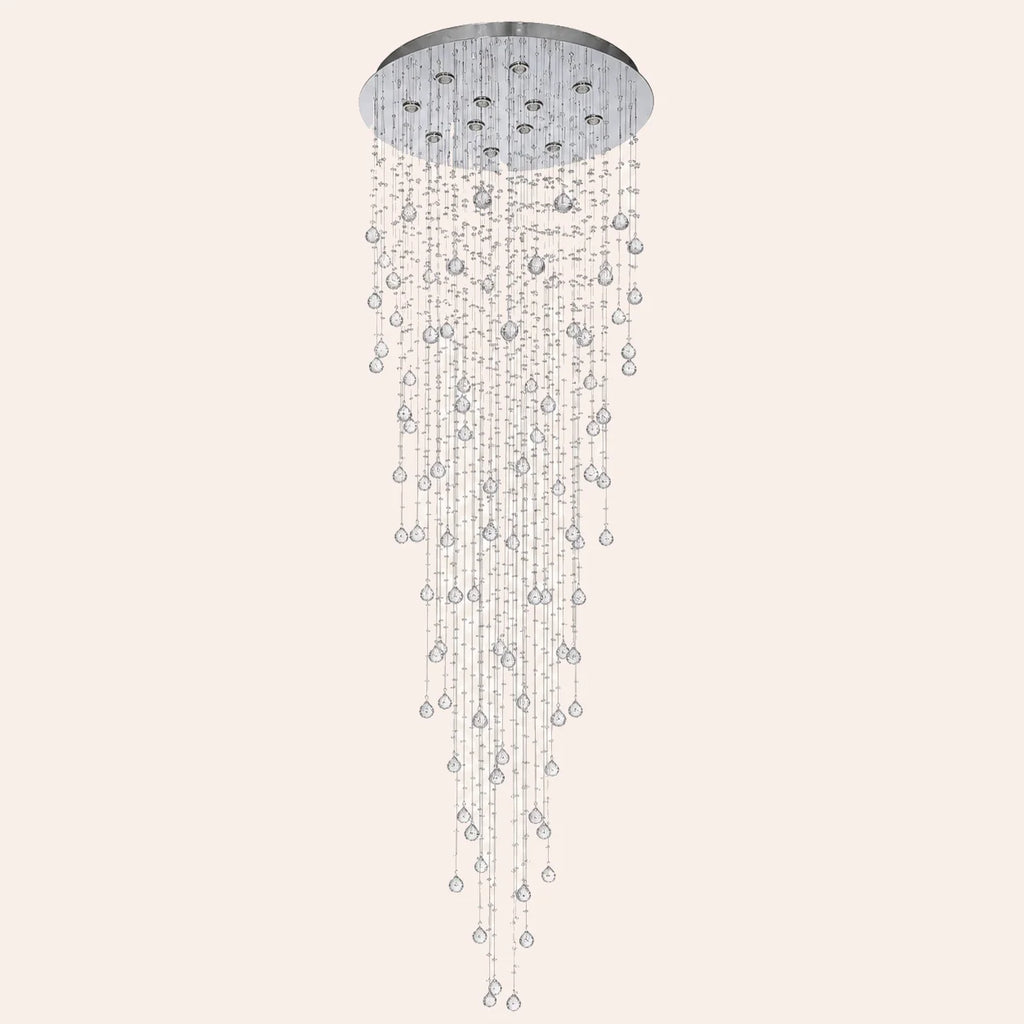 Rain Drop 12 Light 32in Chrome Chandelier