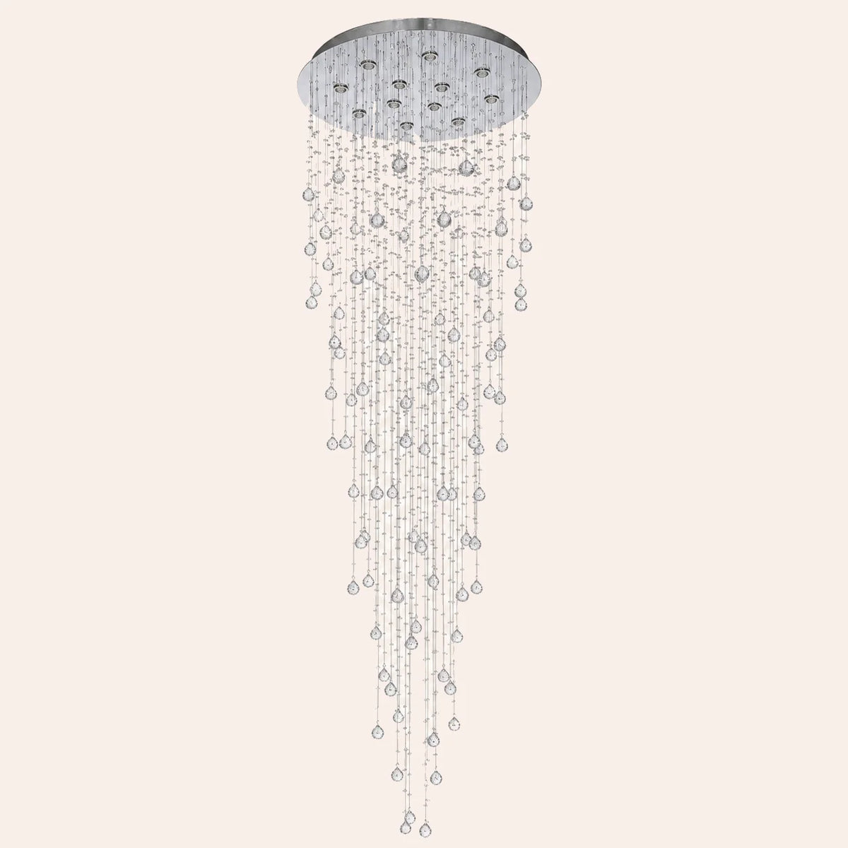 Rain Drop 12 Light 32in Chrome Chandelier