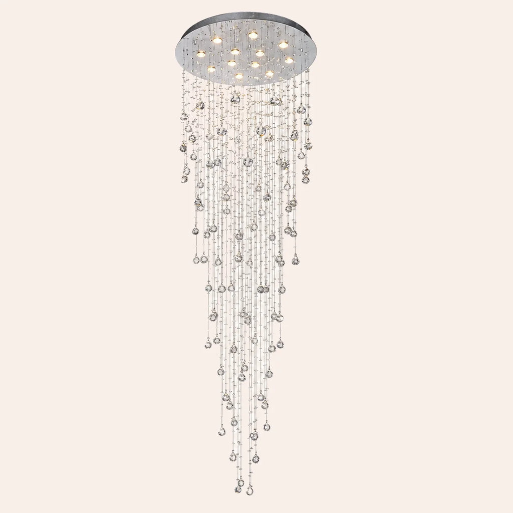 Rain Drop 12 Light 32in Chrome Chandelier