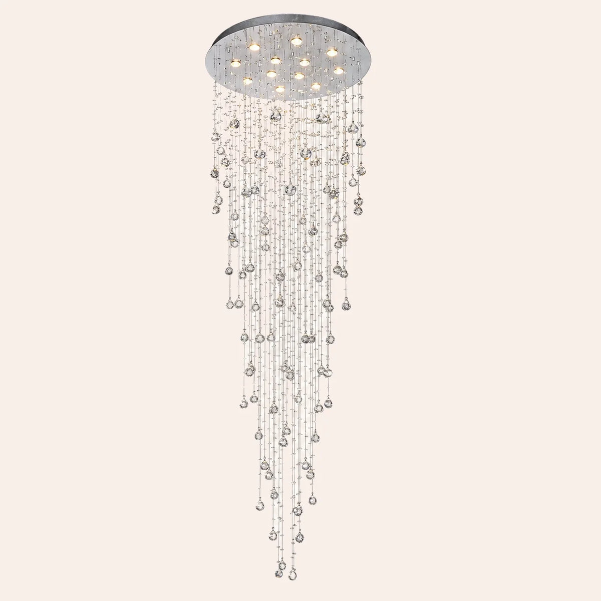 Rain Drop 12 Light 32in Chrome Chandelier