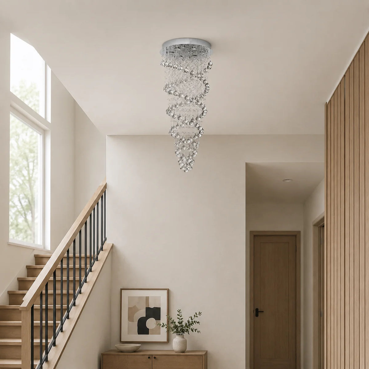 Double Spiral 6 Light 20in Chrome Chandelier