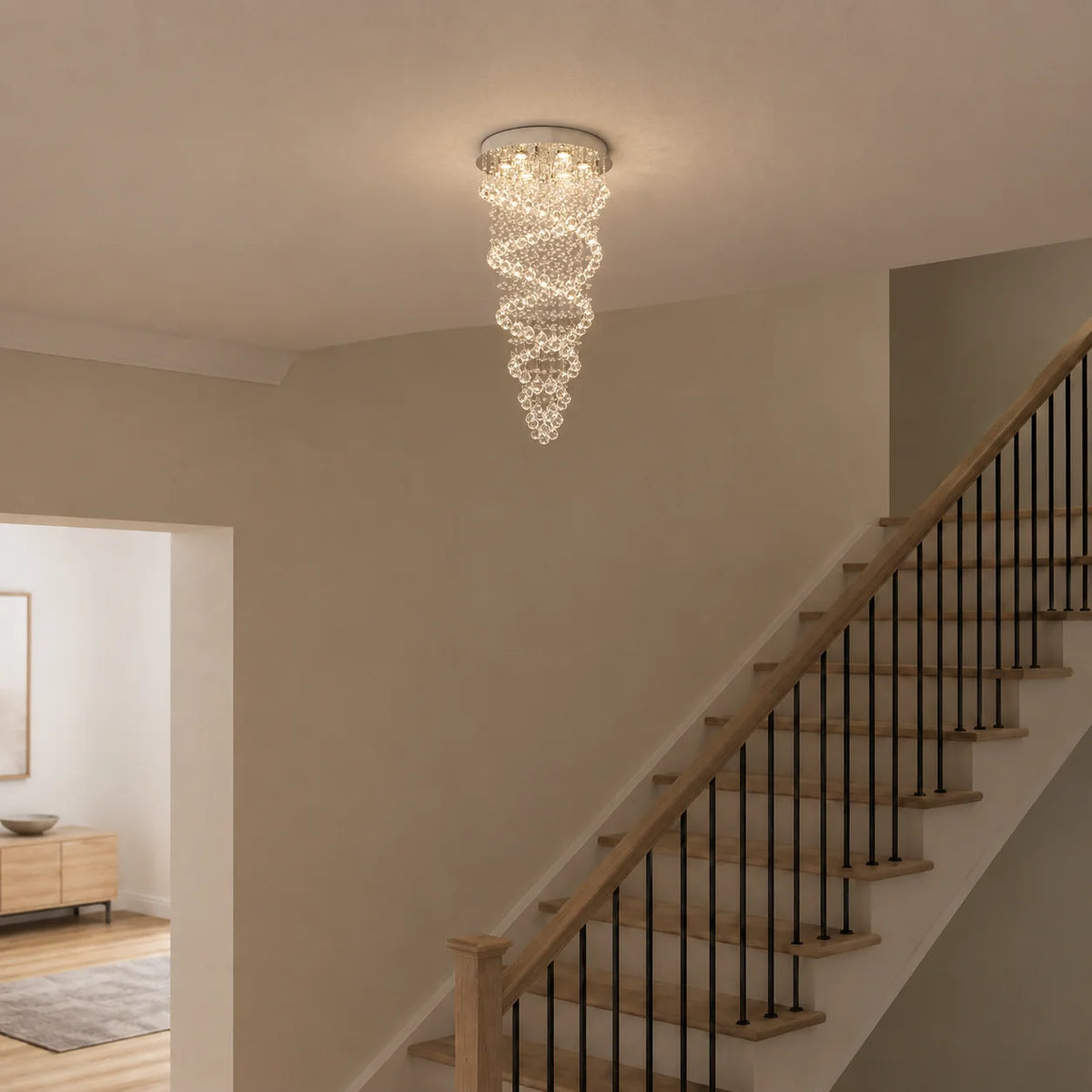 Double Spiral 6 Light 20in Chrome Chandelier