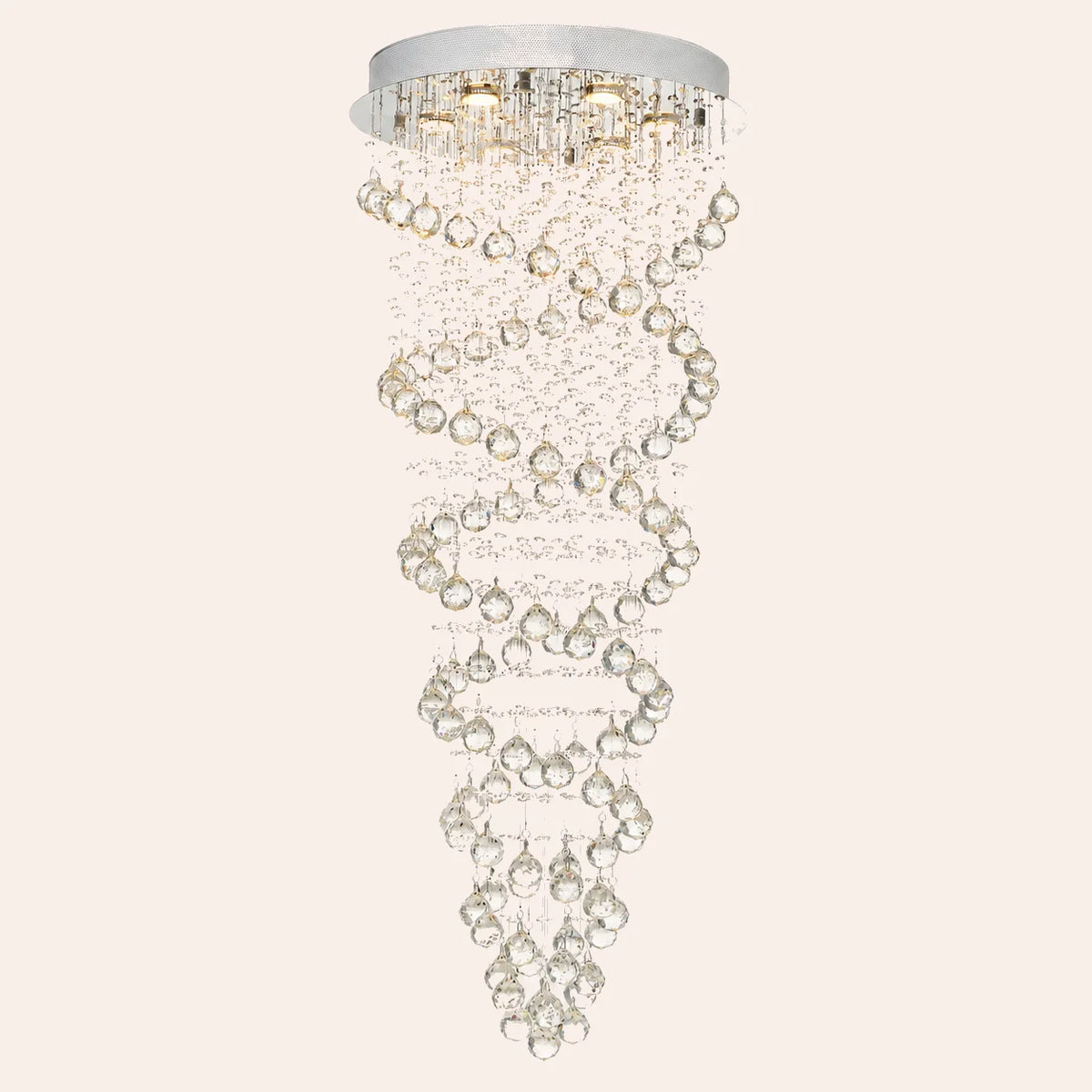 Double Spiral 6 Light 20in Chrome Chandelier