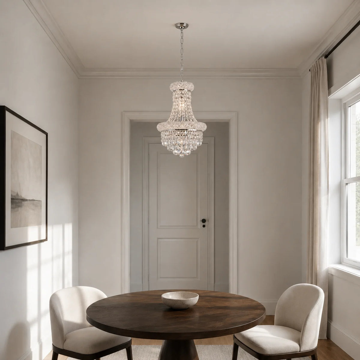 Empire 6 Light 14in Chrome Chandelier with Crystals
